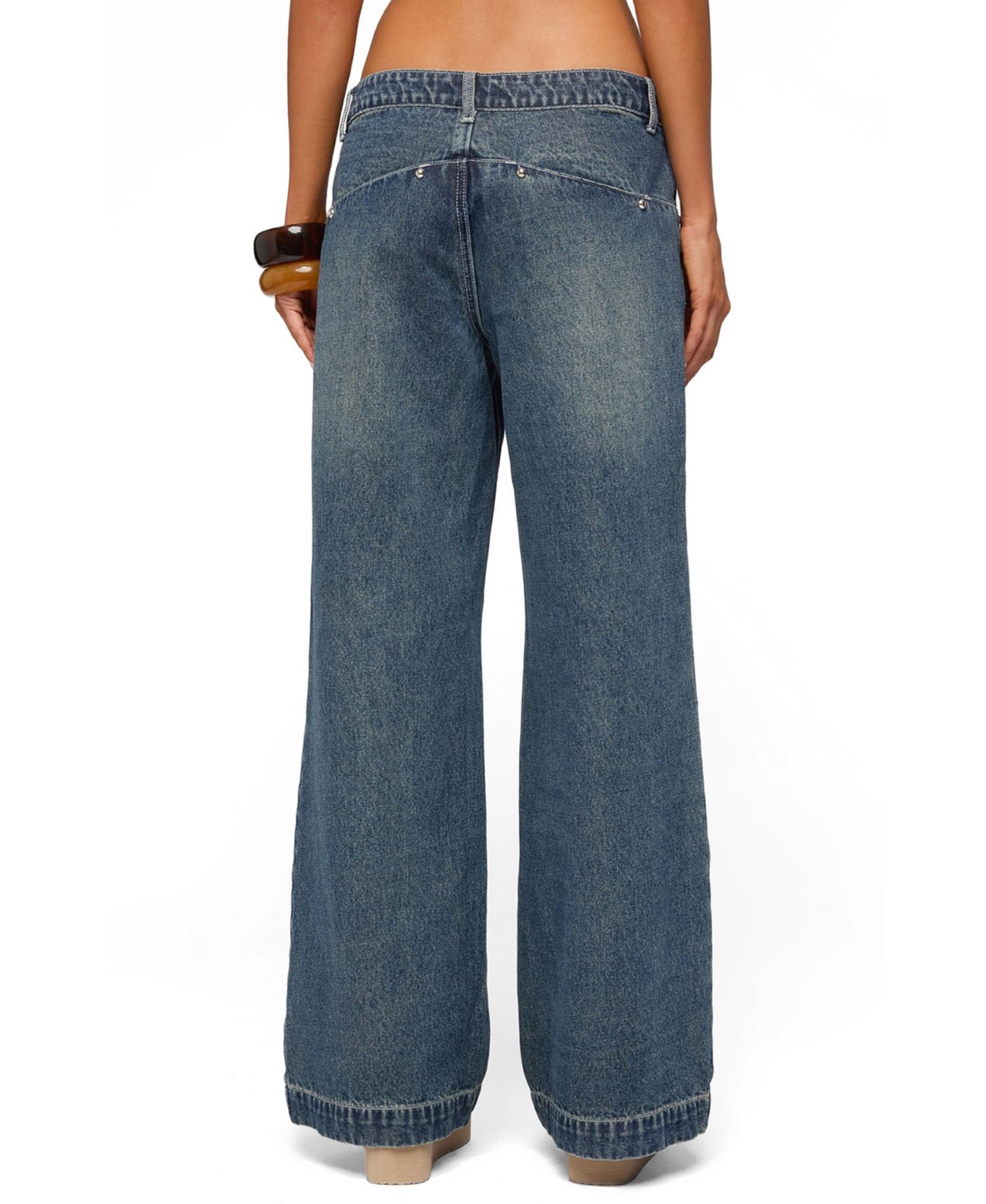Women's Wyn Studded Low Rise Baggy Jeans