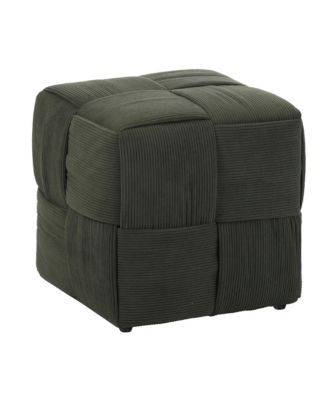Square Corduroy Ottoman Footrest with Woven Design for Living Room Seating