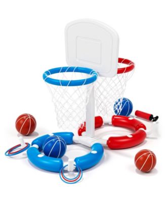 2-in-1 Pool Basketball Hoop Ring Toss Game Floating