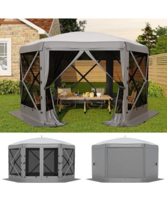 13 ft 6-Sided Pop-Up Gazebo, Outdoor Canopy with Mosquito Netting and Removable Wind Cloths