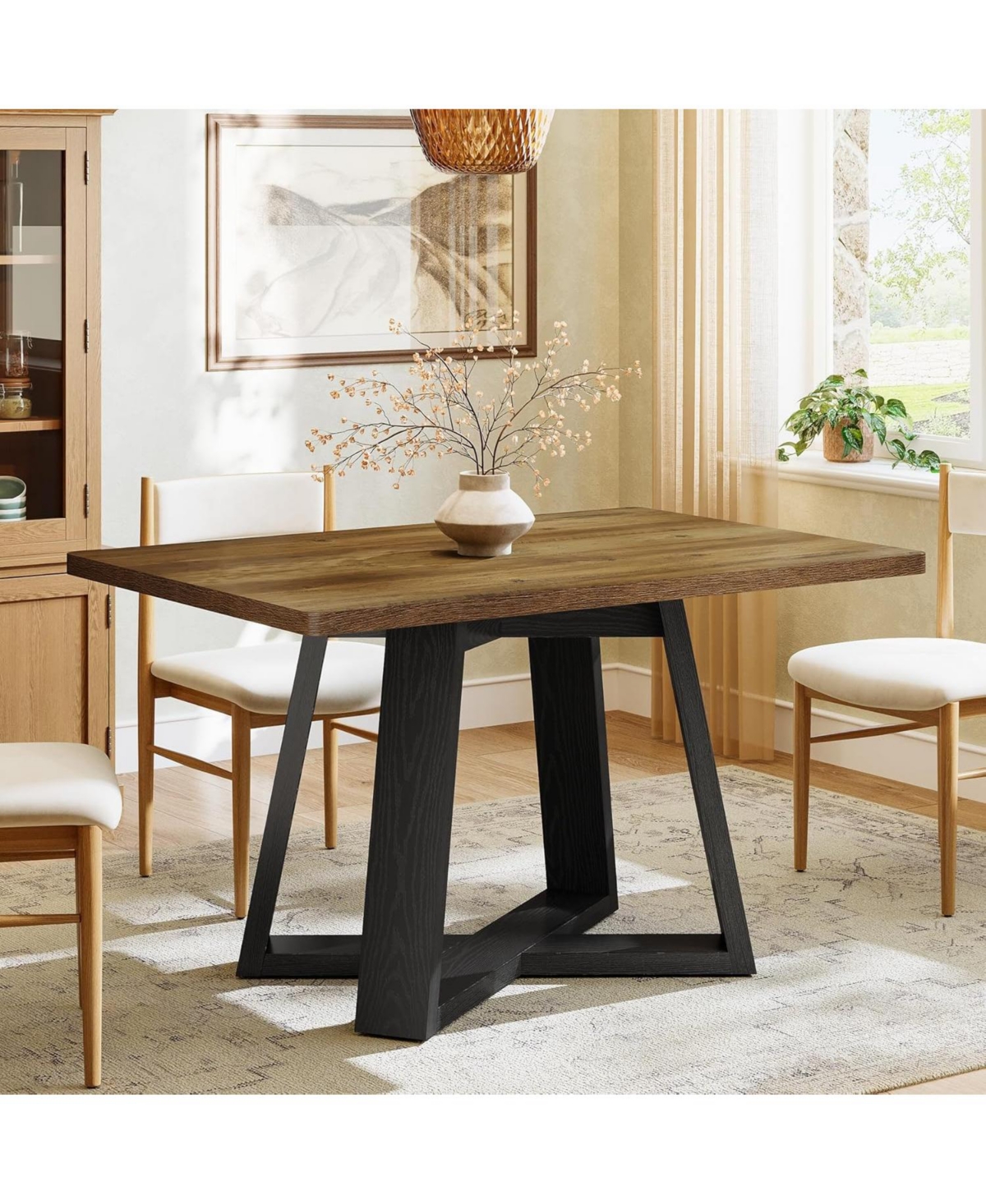 Tribesigns 47-Inch Dining Table for 4 People, Modern Kitchen Table with Wooden Legs