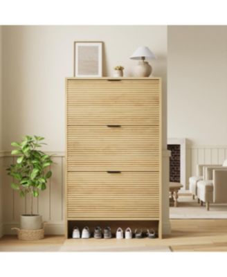 3 Flip Freestanding Shoe Organizer Drawers Shoe Storage Cabinet Shoe Cabinet for Entryway