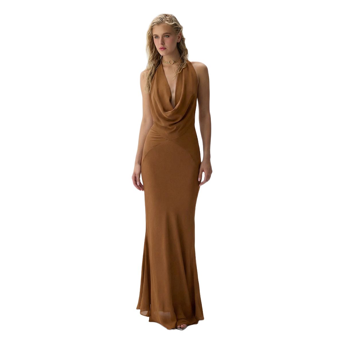 Luna B Women's Siren Halter V-Neck Maxi Dress view 1 — MAYCSS fashion products