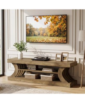 63" Modern TV Stand for 55/65/70 Inch TVs, 3-Tier Farmhouse Entertainment Center with Open Storage Shelves