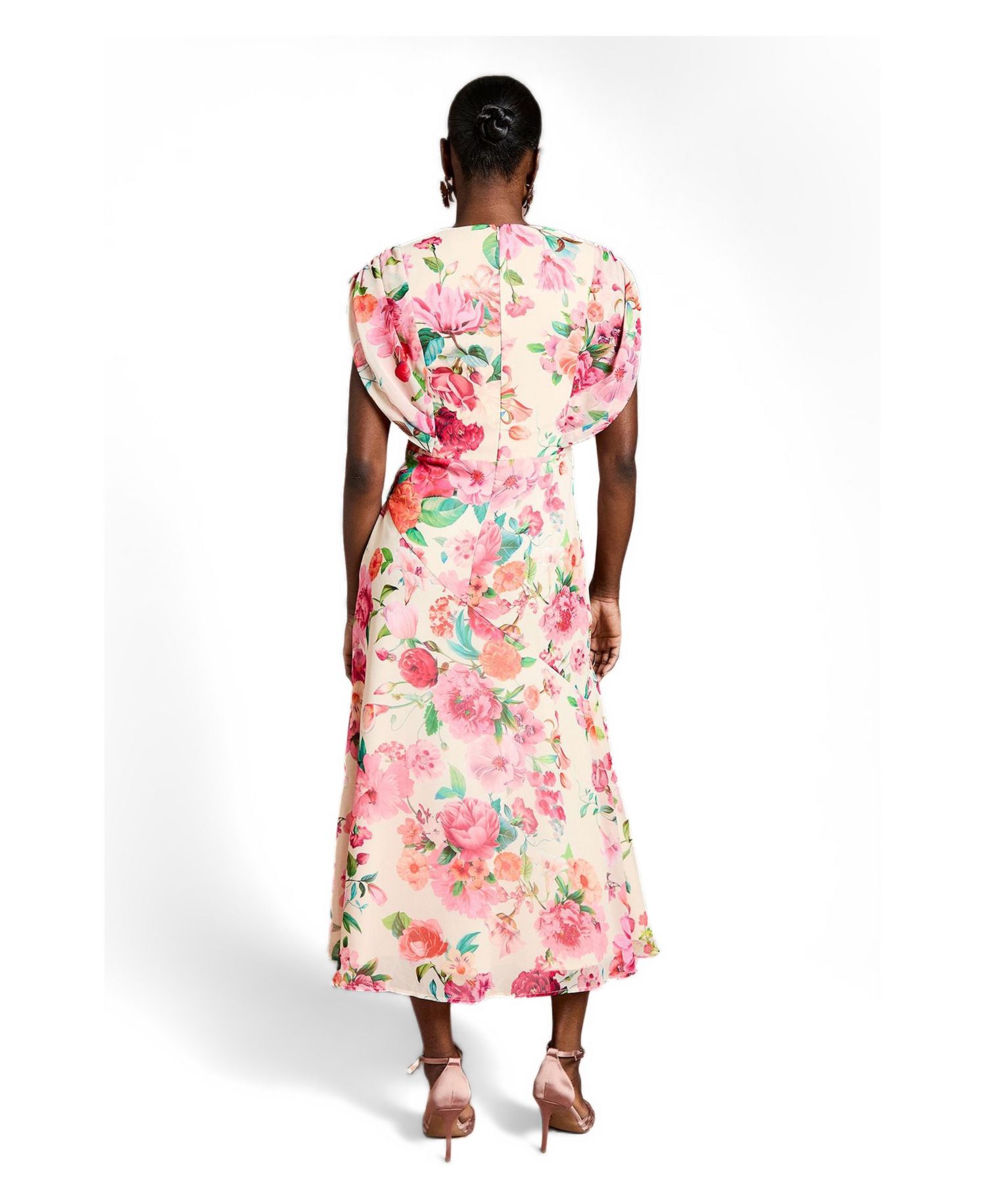 Women's Floral Chiffon Midi Dress