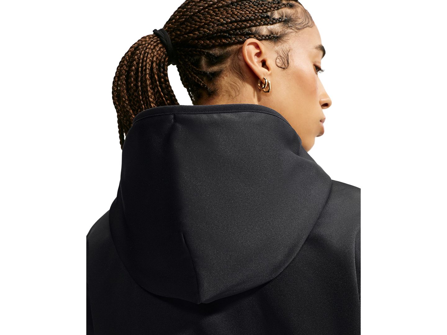 Женское худи Nike Studio Fleece Therma-FIT Full-Zip, цвет: Чёрный / Белый — фото 5