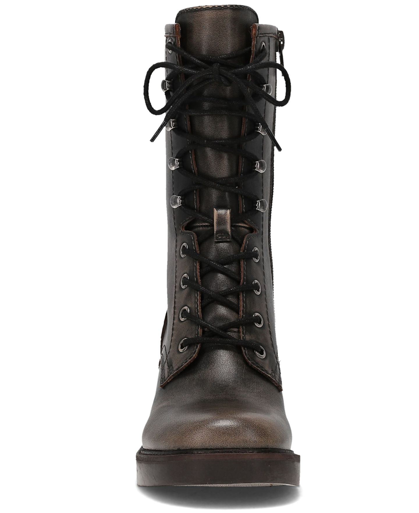 Женские ботинки Frye and Co. Fynn Block Heel Lace Up Combat Booties, цвет: Чёрный молочный — фото 4