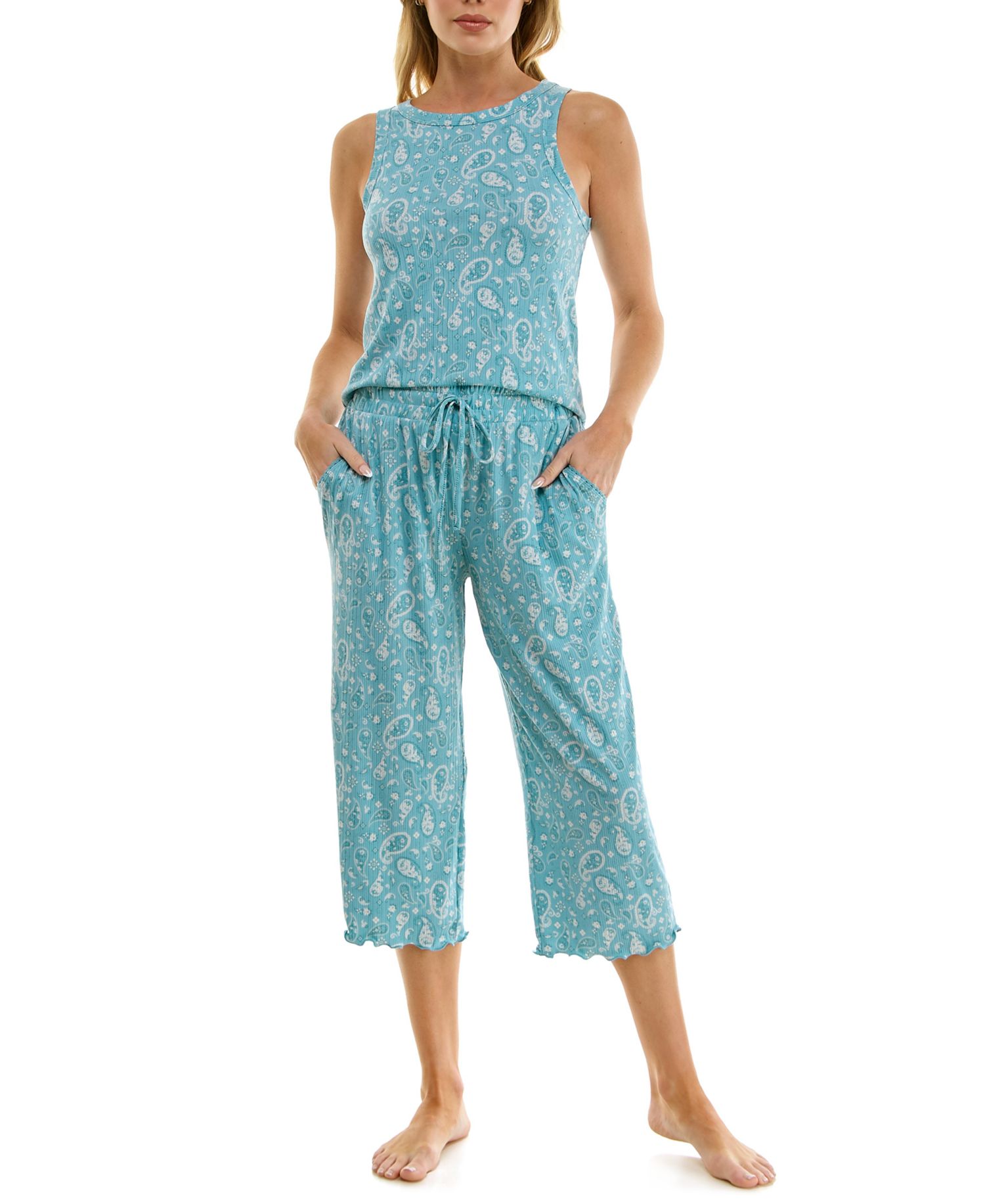 Women's Variegated Rib Tank Top & Pants, 2-Piece Set