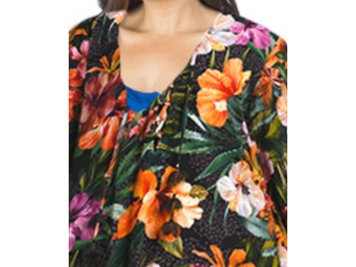Женское платье La Blanca Plus Size Tropical Hideaway Lace-Front Swim Cover-Up Tunic, цвет: Зелёный разноцветный — фото 3