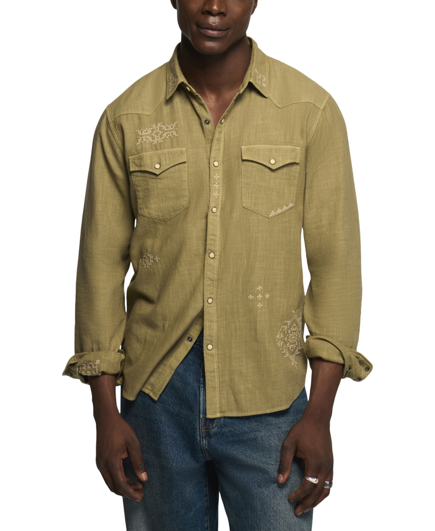 Мужская рубашка Lucky Brand Slub Cross Hatch Western, цвет: Overland Trek — фото 1