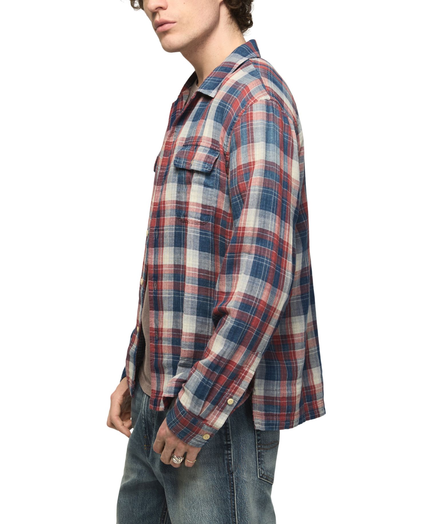 Men's Plaid Double Gauze Flannel Shirt