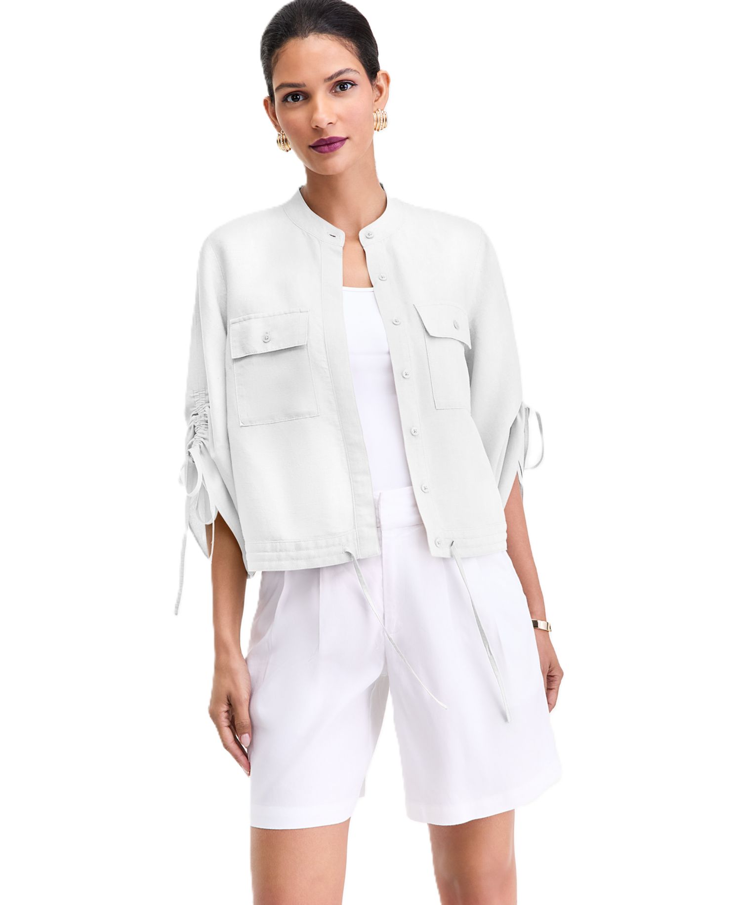 Women's 3/4-Sleeve Button-Front Blouse