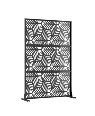 47 x 72 Inch Freestanding Metal Privacy Screen Petal Pattern Room Divider Indoor Outdoor for Patio Garden