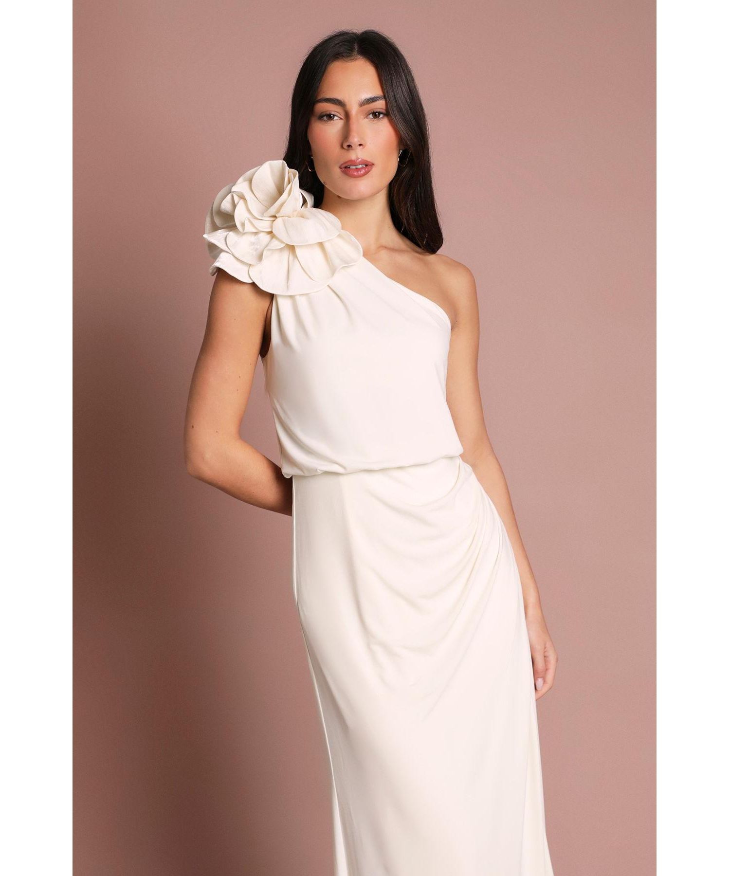 Women's One Shoulder Jersey Maxi Dress
