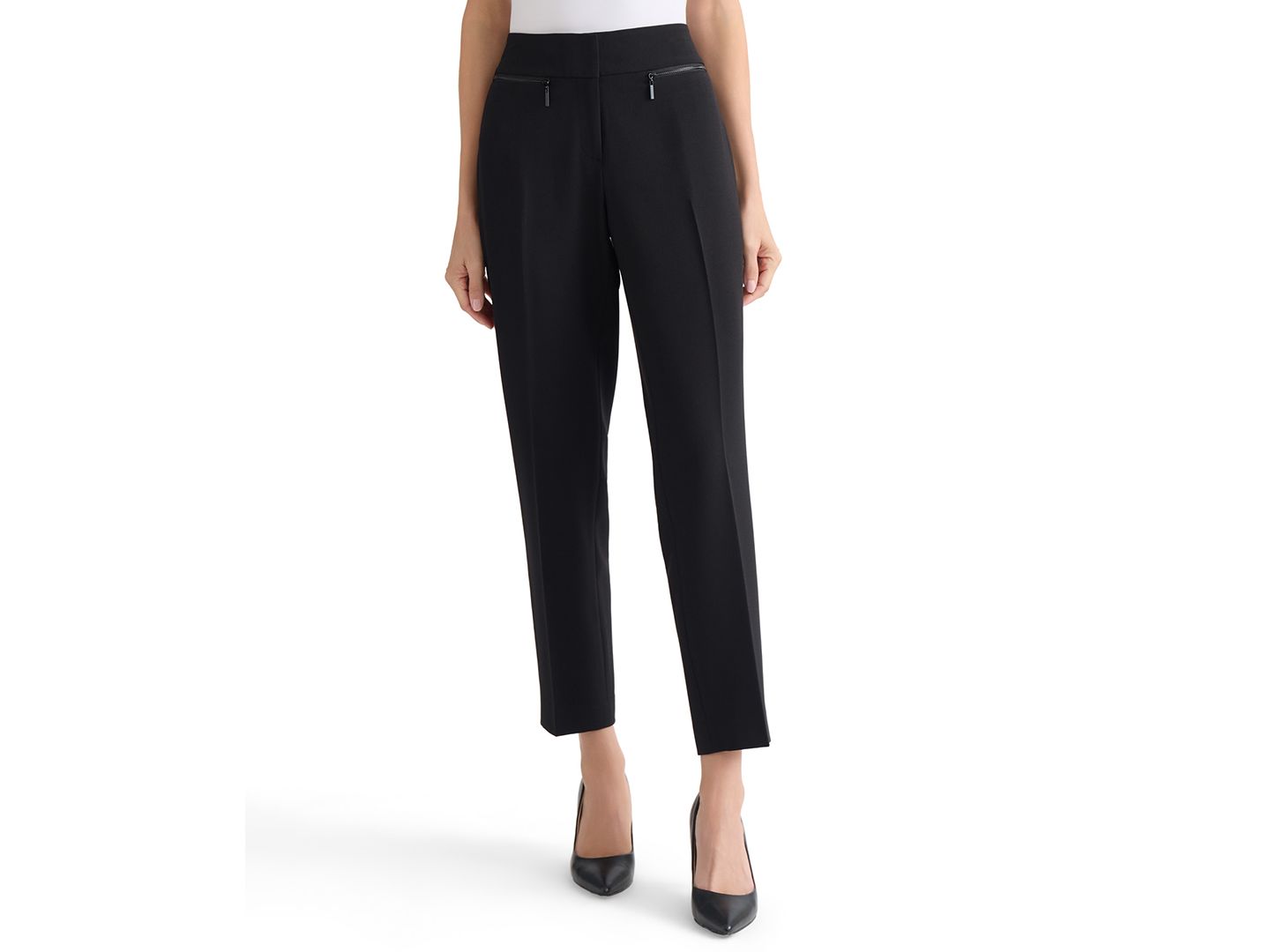 Женские брюки Kasper Ava Straight-Leg Zip-Pocket, цвет: Чёрный — фото 6