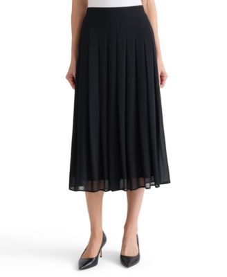 Women's Pull-On Pleat-Front Midi Skirt