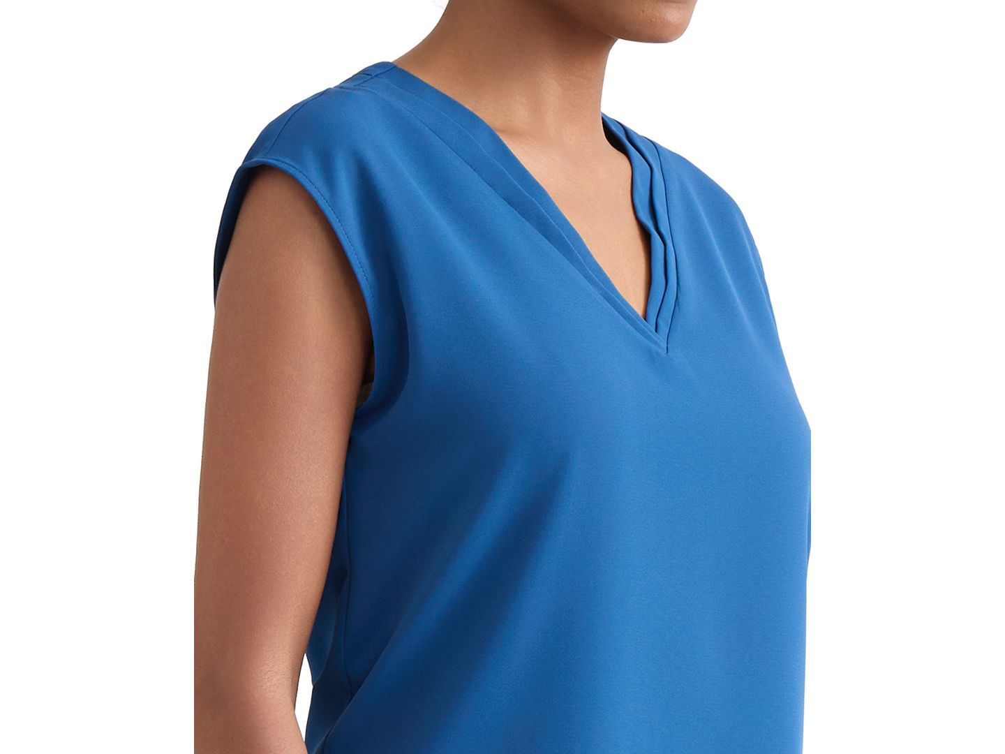 Женская блузка Kasper Pleat-Neck Sleeveless Blouse, цвет: Синий ночной — фото 3