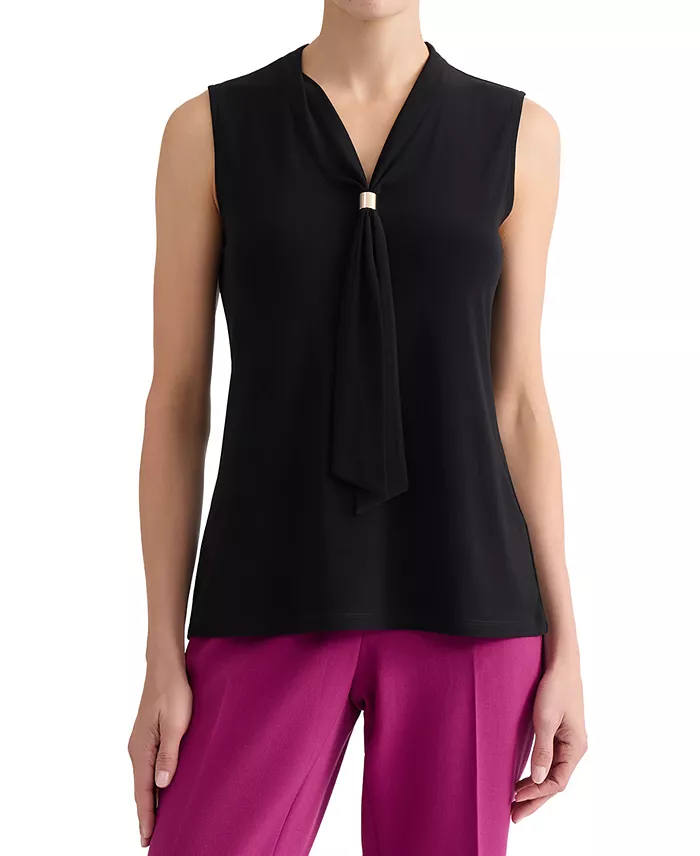 Women's Embellished-Tie-Neck Sleeveless Top - thumbnail 9