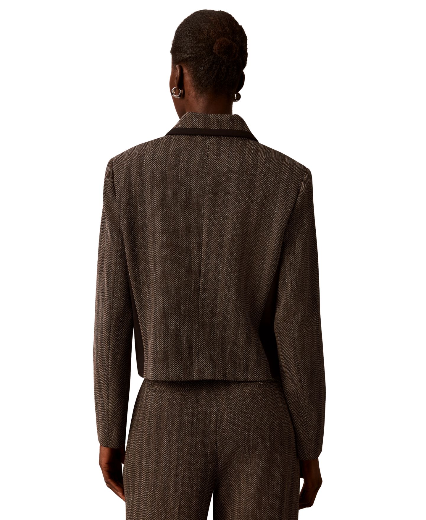 Женская куртка Calvin Klein Petite Four-Button Collared, цвет: Чёрный разноцветный — фото 5