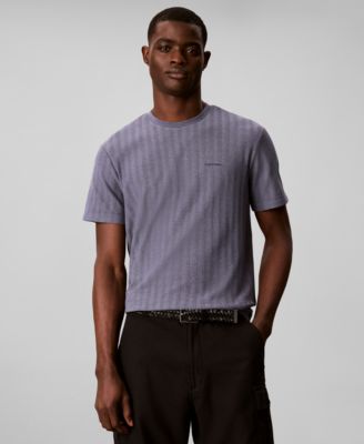 Men's Vertical Stripe Textured Crewneck T-Shirt