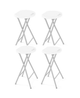 4 Piece 24 Inch Ourdoor Folding Stool, Folding Bar Stool with Handle for Outdoor Indoor Kitchen Home Bar, Assembly Free