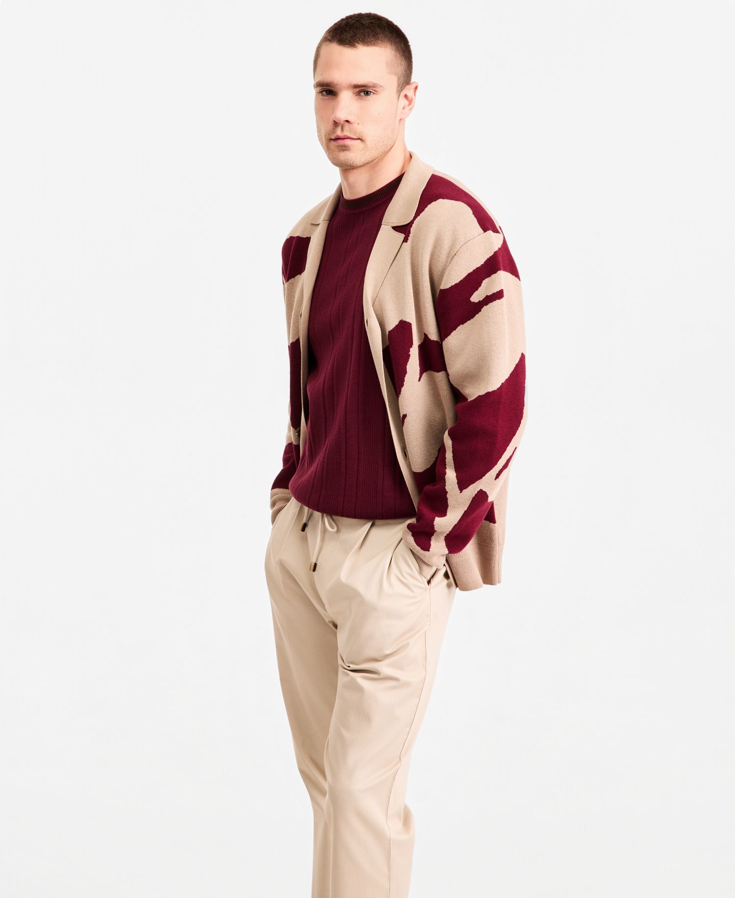 Men's Camdem Long-Sleeve Floral Button Sweater, Grosvenor Short-Sleeve Crewneck Sweater & Hampstead Modern-Fit Chino Solid Pants