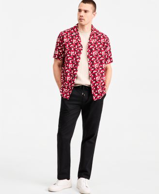 Men's Warwick Floral Short Sleeve Camp Shirt, Grosvenor Short-Sleeve Crewneck Sweater & Hampstead Modern-Fit Chino Solid Pants