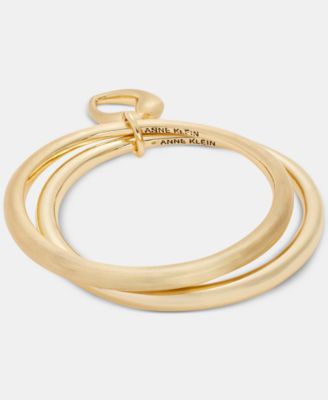 Puffy Heart Charm Bangle Bracelets, 2-Piece Set 