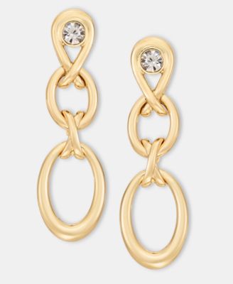 Crystal Oval Link Linear Drop Earrings 