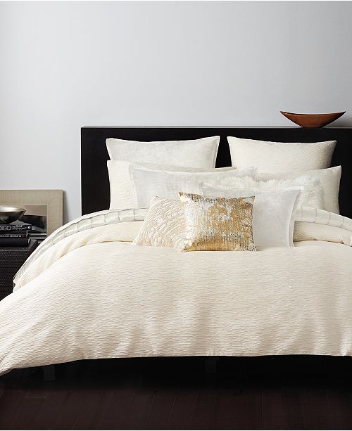 Donna Karan Rhythm Crepe Jacquard Ivory Duvet Covers And Shams
