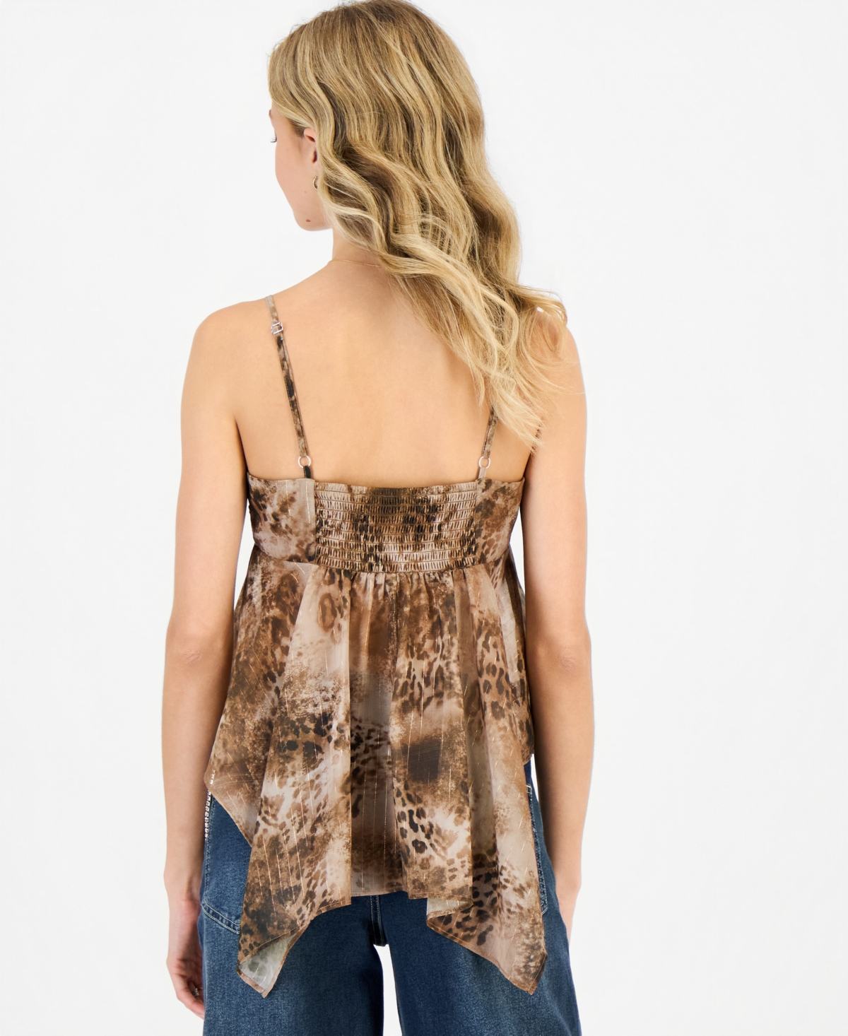Madden Girl Juniors' V-Neck Animal-Print Babydoll Top