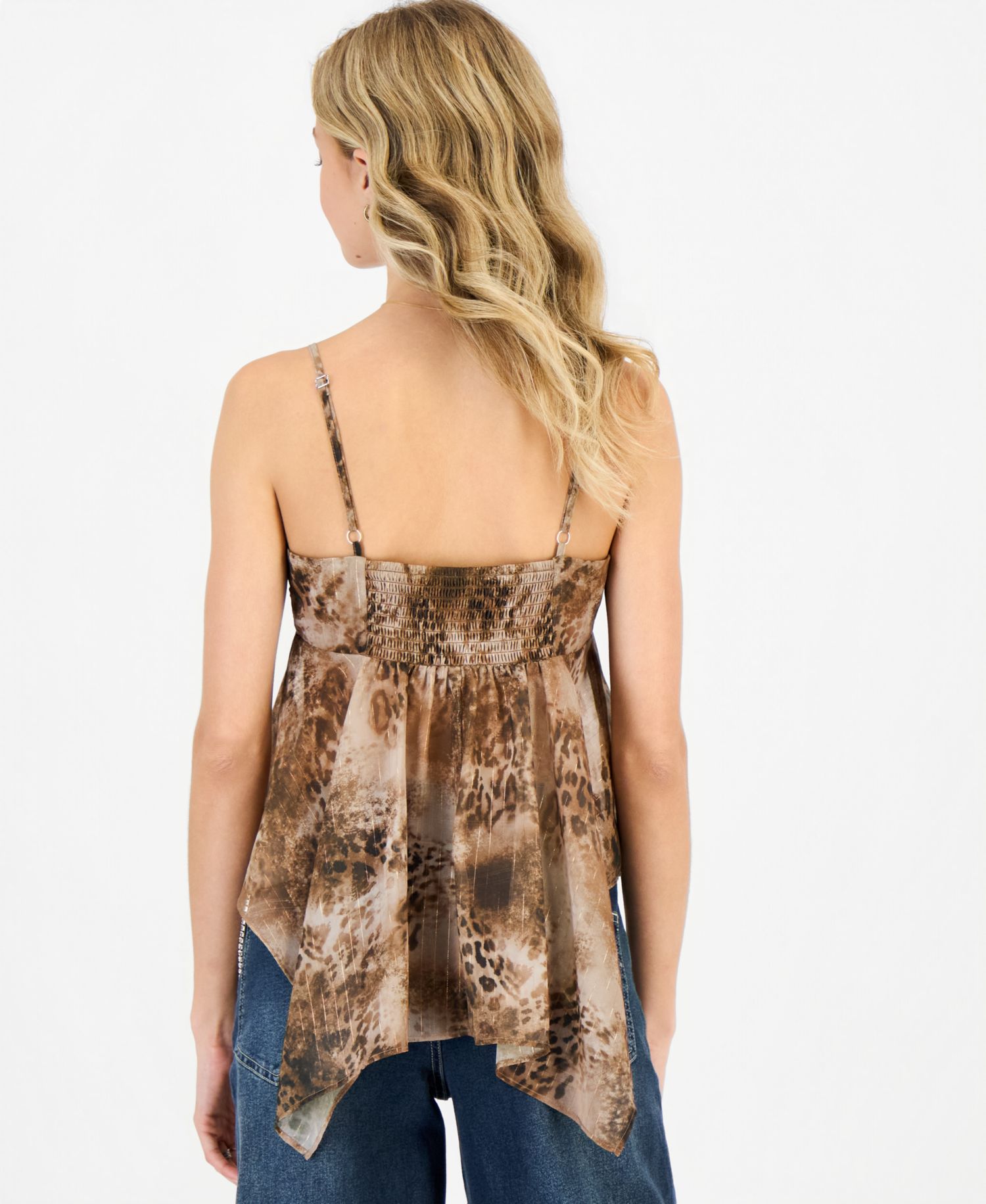 Juniors' V-Neck Animal-Print Babydoll Top