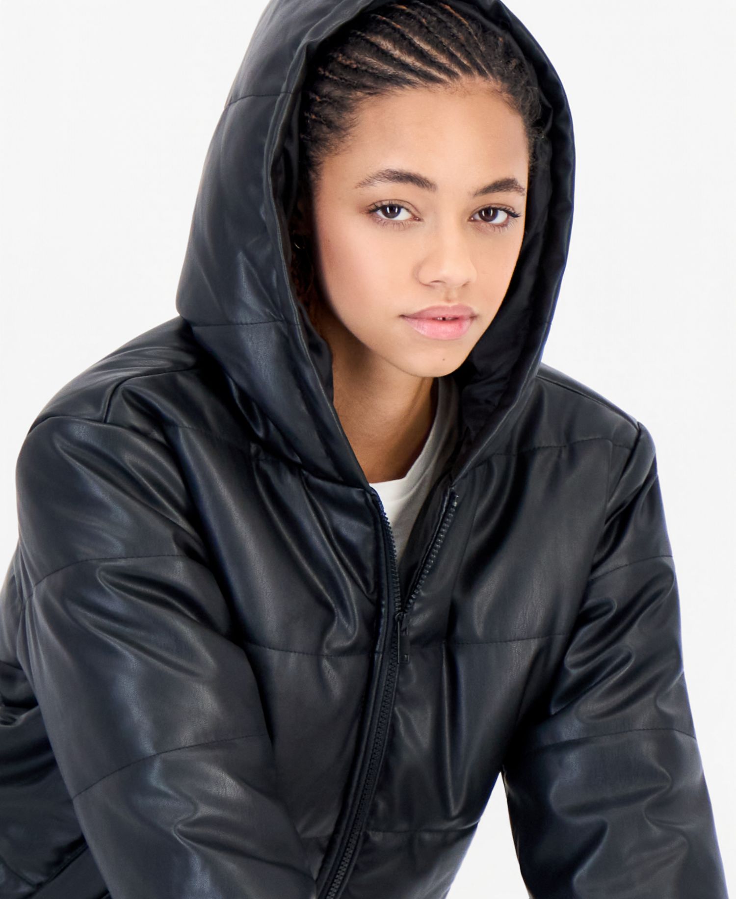 Juniors' Hooded Puffer Insulated Jacket