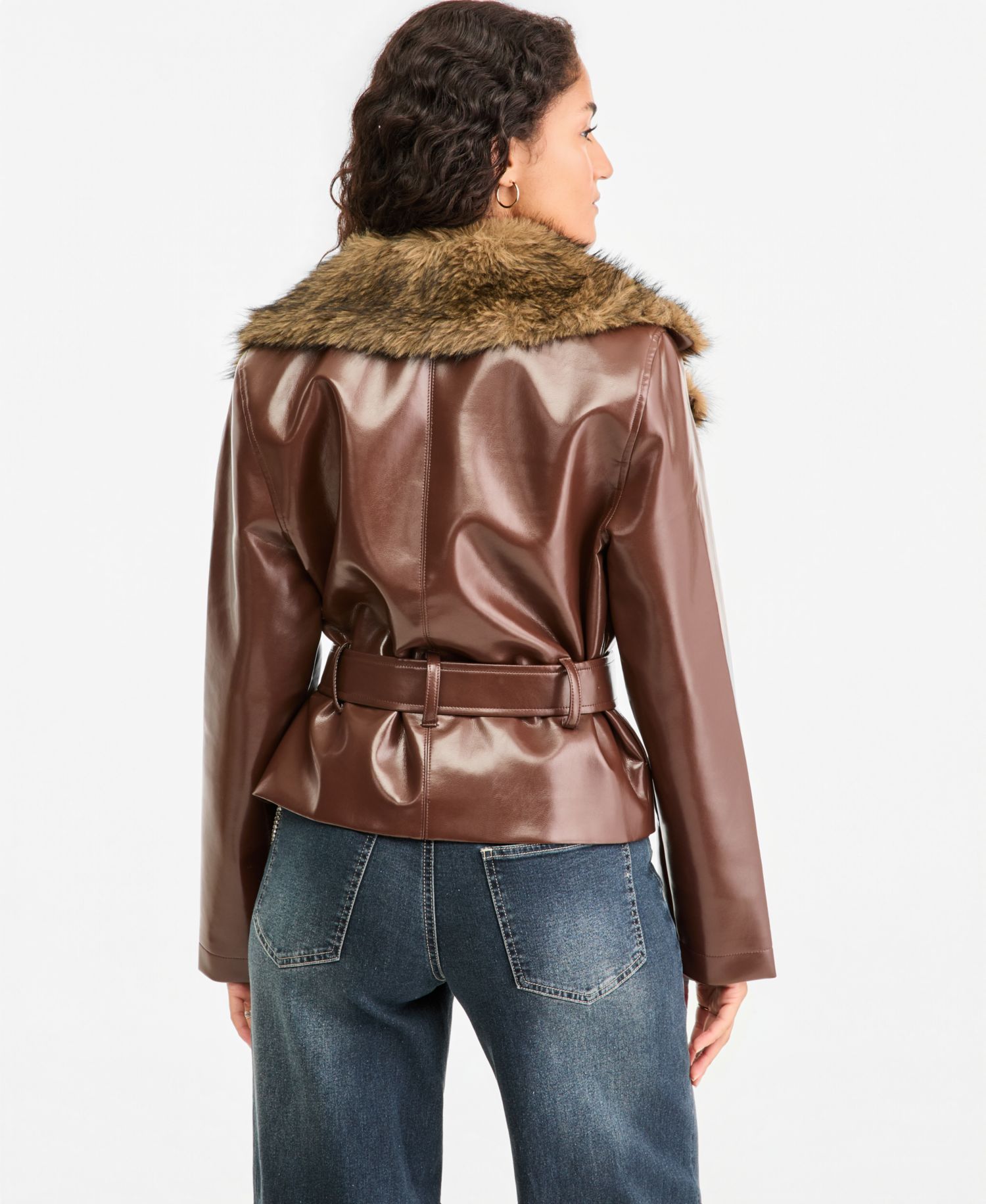 Juniors' Faux Leather Jacket