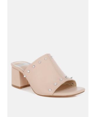 Rag and Co Womens Lomela Stud Embellished Block Heel Slip Ons