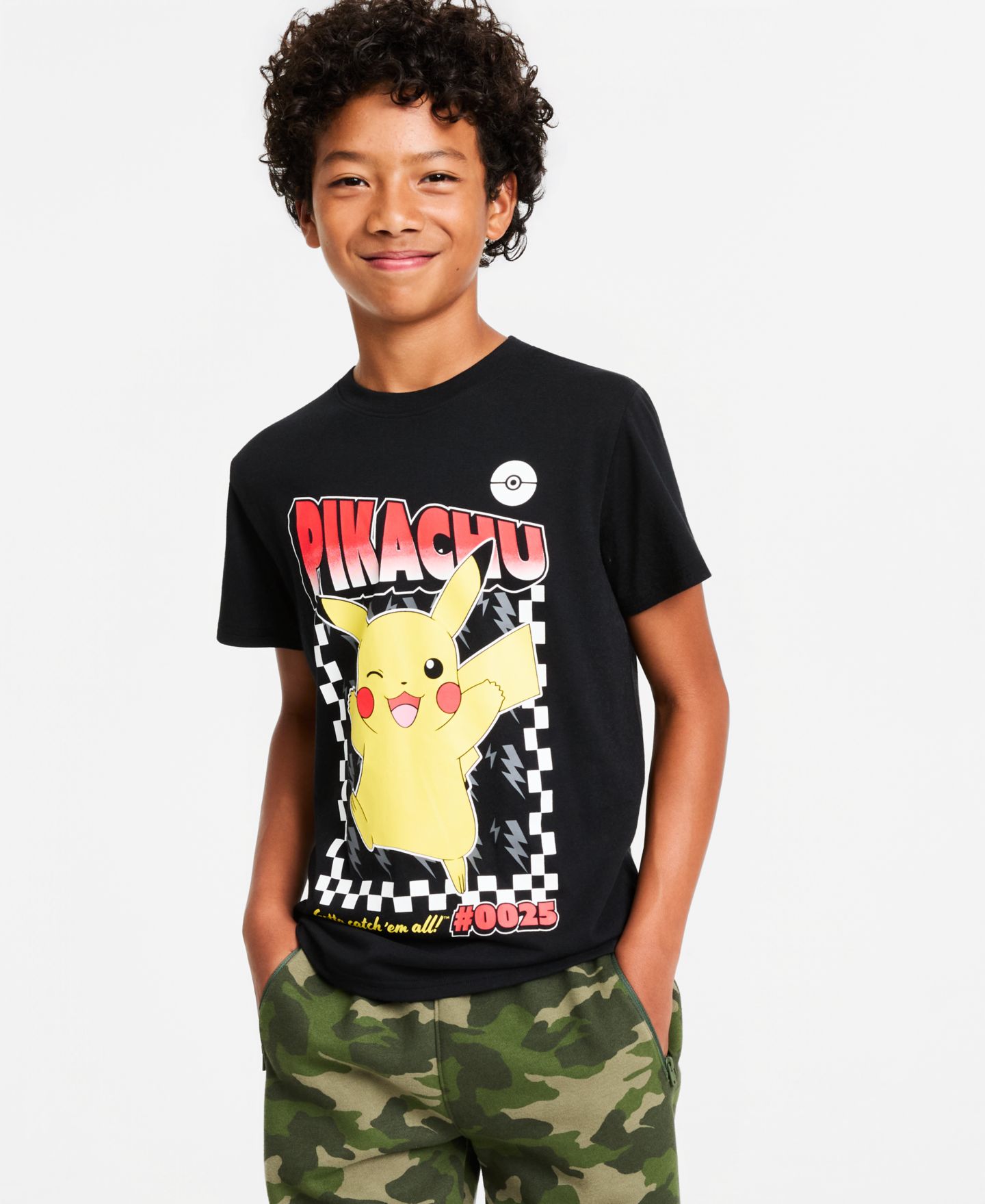 Футболка Epic Threads Pikachu Gotta Catch 'Em All Short-Sleeve для мальчиков, цвет: Чёрный — фото 1