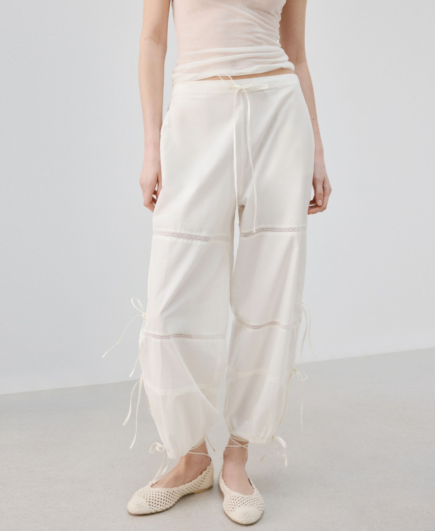 Women's Bows Baggy Cotton Pants