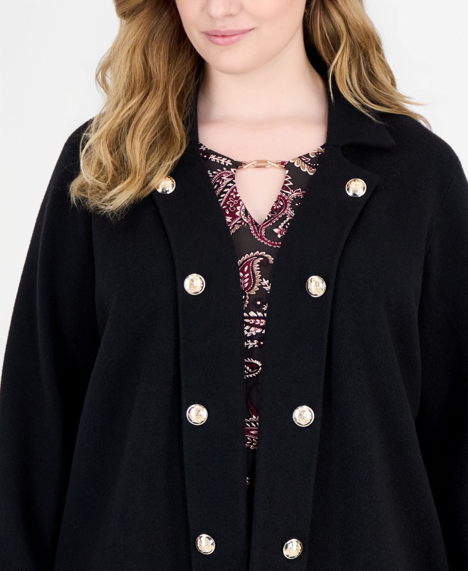 Plus Size Notch-Collar Band Jacket