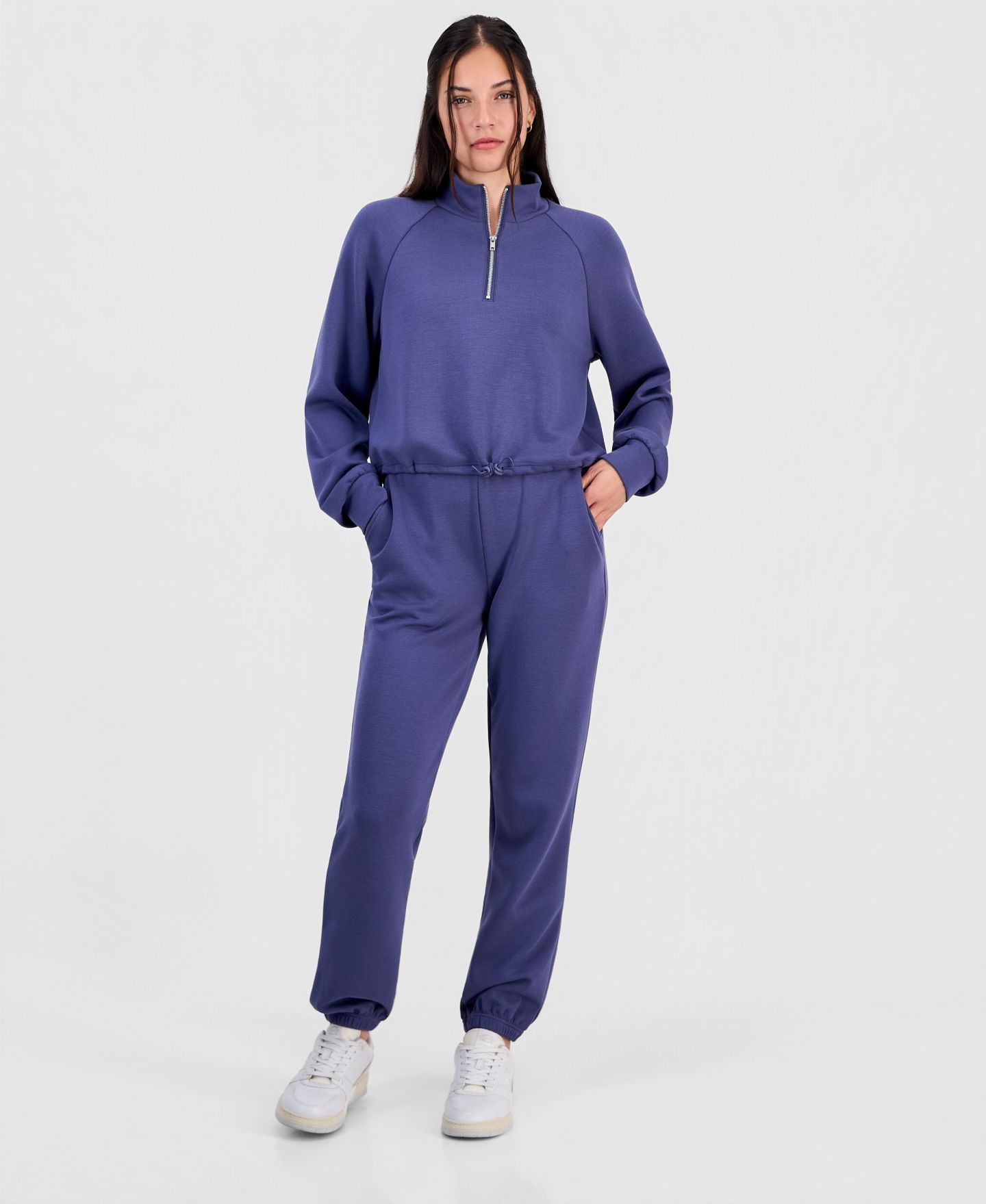 Женская толстовка Tinseltown Juniors' Half-Zip Scuba, цвет: Синий — фото 2