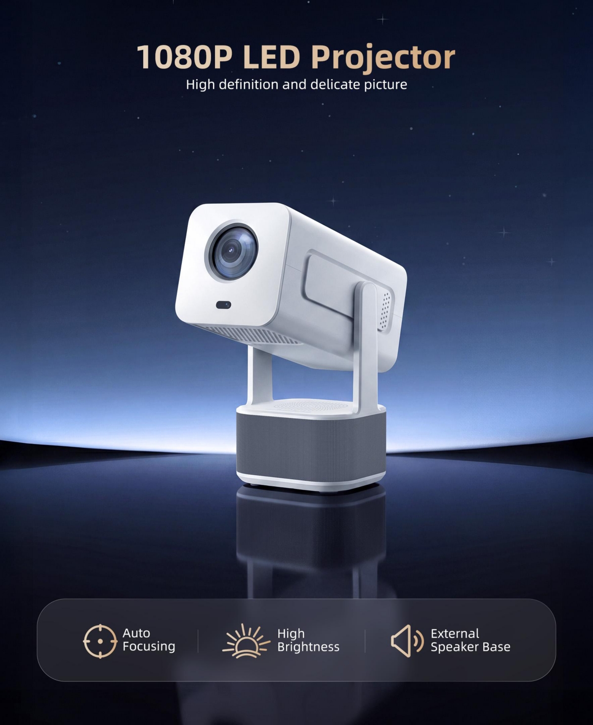 Sugift Mini Projector with WiFi 6 and Bluetooth 5.2 Built-in Apps for Bedroom Portable Projector Smart Keystone 1080P 4K Support with 2 Wireless Mics