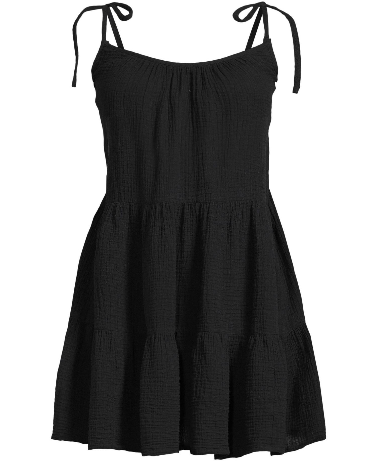 Women's Oversized Cotton Gauze Tiered Mini Cover-up Dress