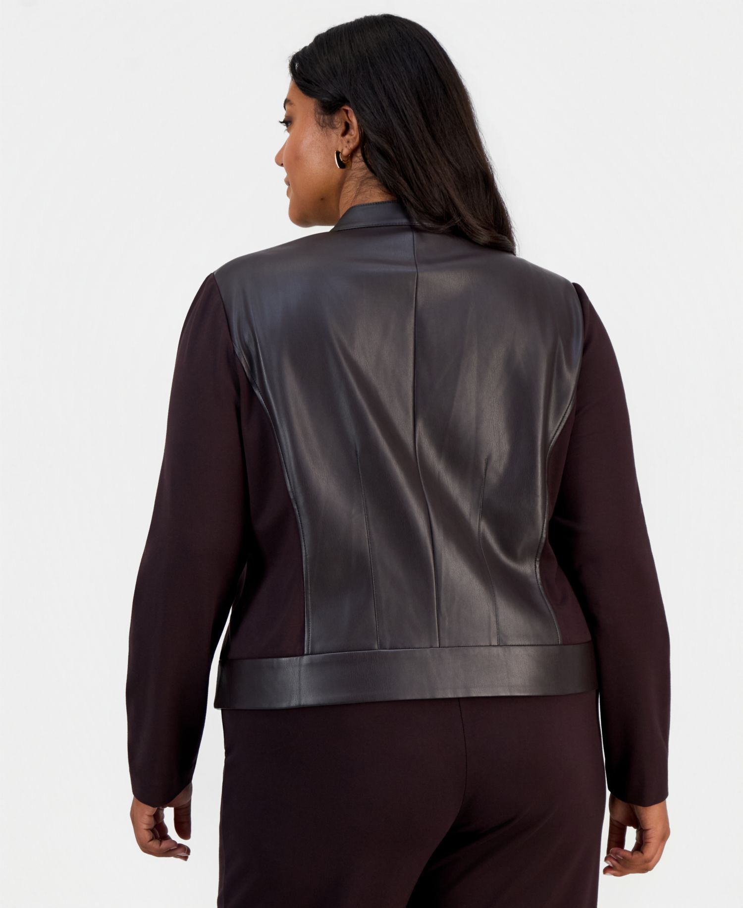 Plus Size Women's Moto Long-Sleeve Mandarin Collar Jacket