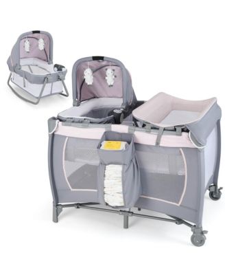 4-in-1 Convertible Portable Baby Playard Newborn Napper with Music and Toys