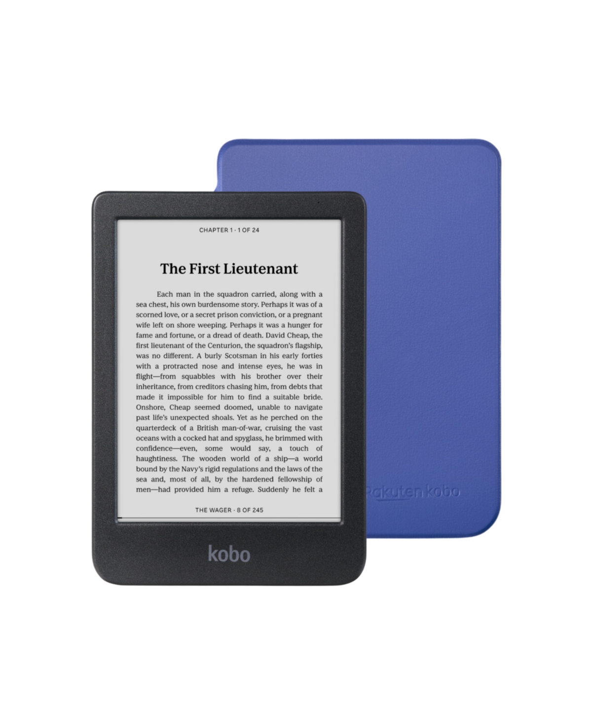 Kobo Clara Bw eReader with Cobalt Basic SleepCover Case Bundle - Cobalt blue