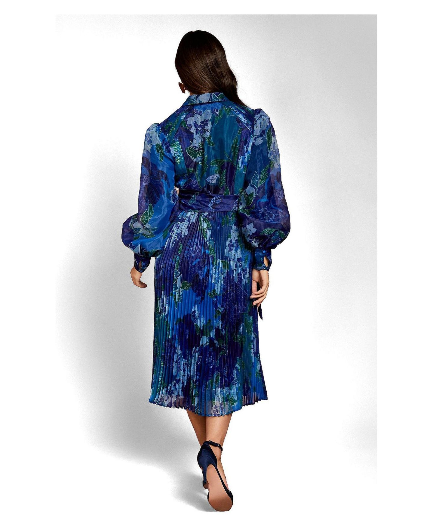 Женское платье Coast Floral Organza Shirt Dress, цвет: Синий — фото 3
