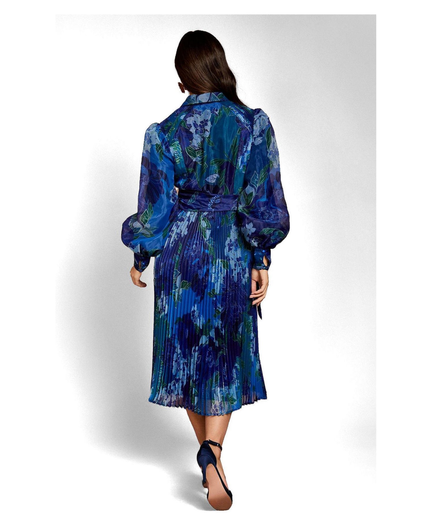 Women's Floral Organza Shirt Dress