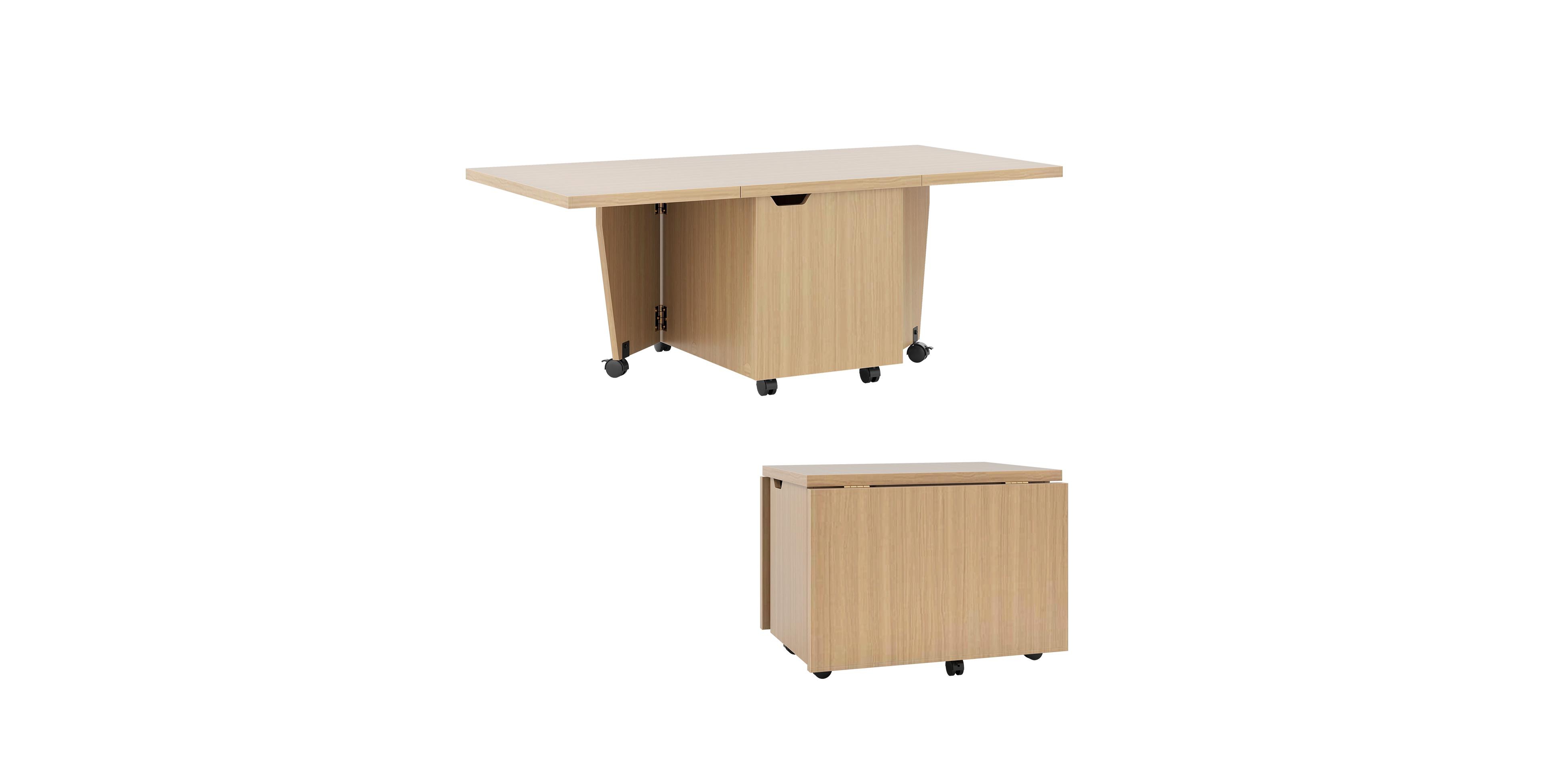 Sugift Foldable Coffee Table with Storage Cabinet and Lockable Wheels, 48 x 24 inch