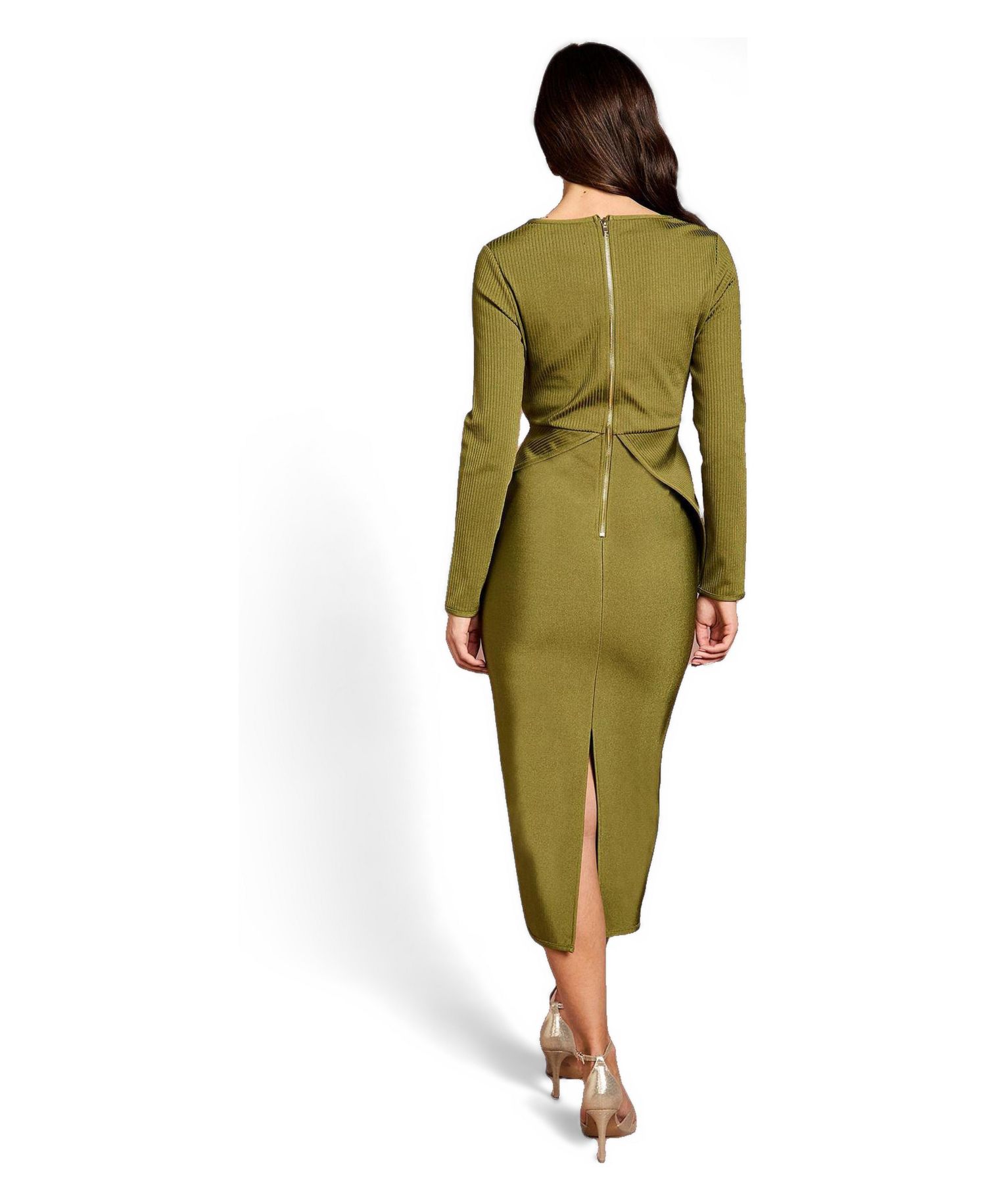 Women's Bandage Twist Front V-Neck Midi Dress