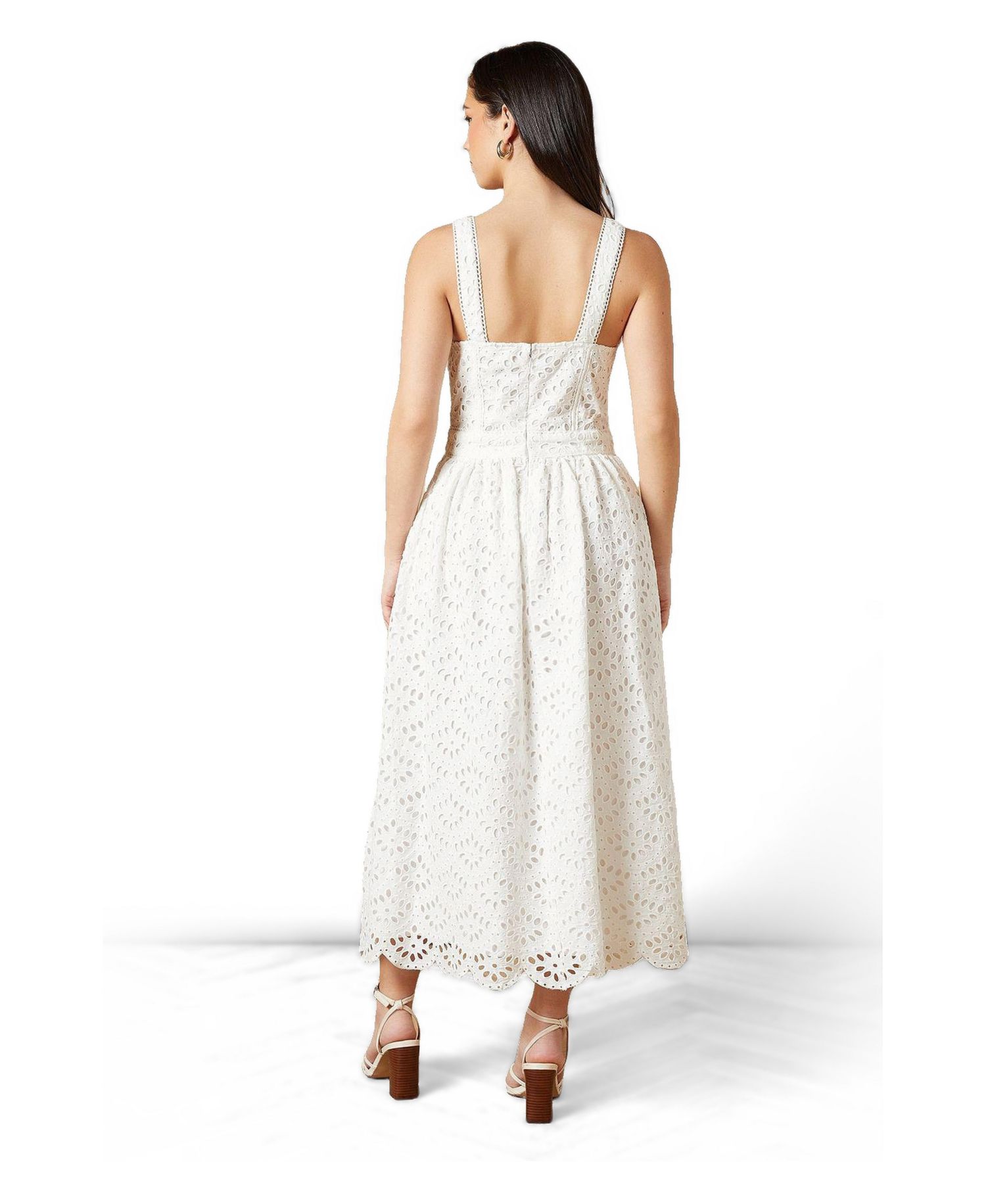 Women's Embroidered Broderie Midi Dress