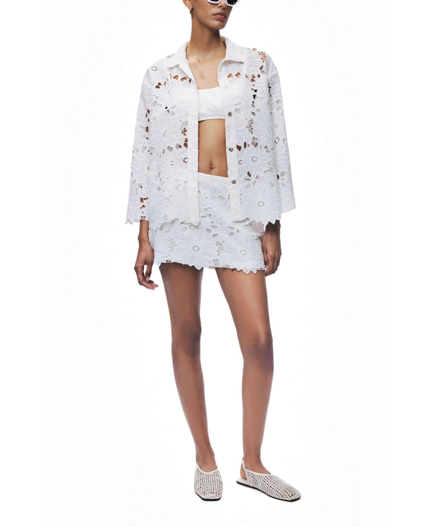Women's Broderie-Trim Mini Skort